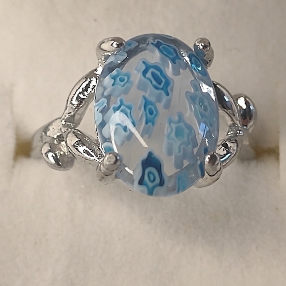 New women's blue floral size 6.5 ring - Picture 3 of 5